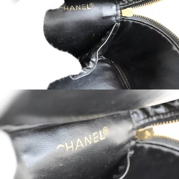 CHANEL CC Bicolore Vanity Cosmetic Hand Bag Leather Black GHW Italy - Picture 2 of 16